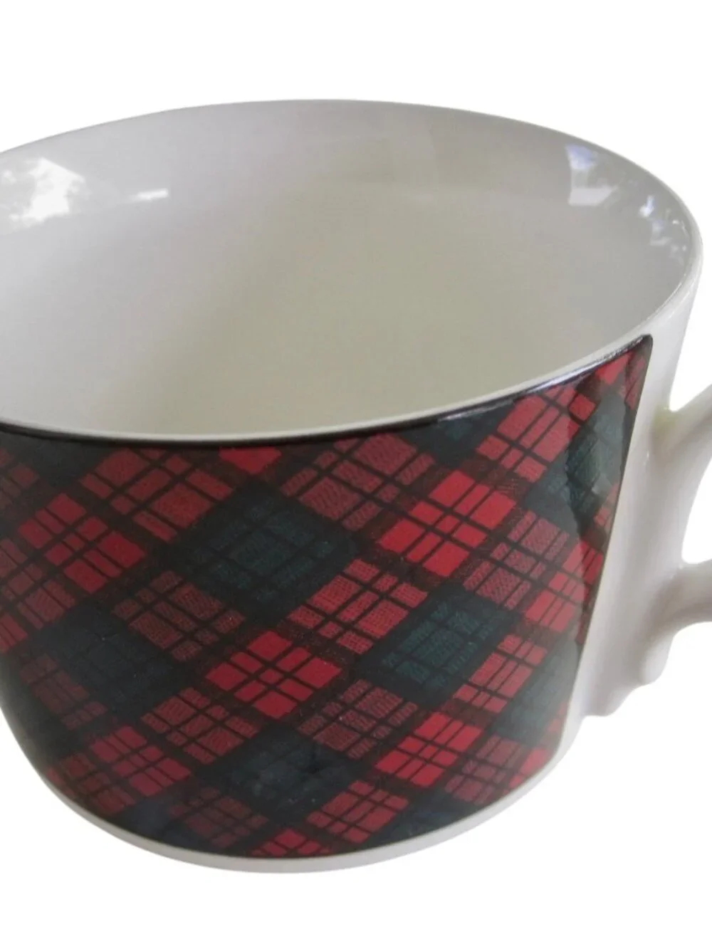 Vintage 80s Arita Tartan Red Plaid Cup & Saucer 2 Sets Preppy Christmas JAPAN